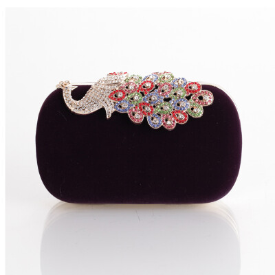 

Luxury brand women clutch bag peacock colorful evening bag for party flannel fashion bags messenger shoulder bag