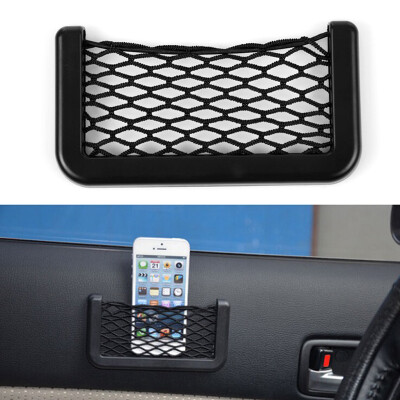 

Black Car Net Organizer Pockets Car Storage Adhesive Visor Car Bag Phone Holder