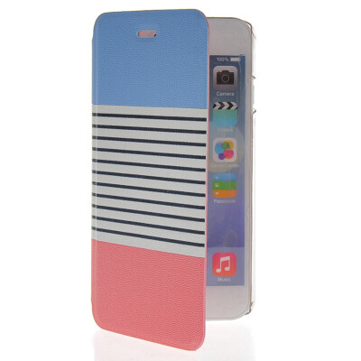 

MOONCASE Stripe Design Leather Side Flip Wallet Card Slot Pouch Stand Back Case Cover for Apple iPhone 6 ( 4.7 inch ) Pink