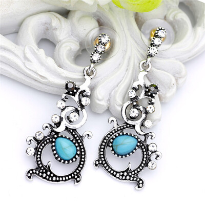 

New Design Flower Long Dangle Vintage Earrings Turkish Women Drop Earring 4color Antique Gold Resin Jewelry Indian Bridal Bijoux