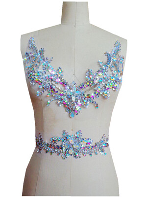 

Чистая ручная очистка AB цвет шитья на Rhinestones applique crystal patches 29 * 26cm / 38 * 7cm для платья DIY платье