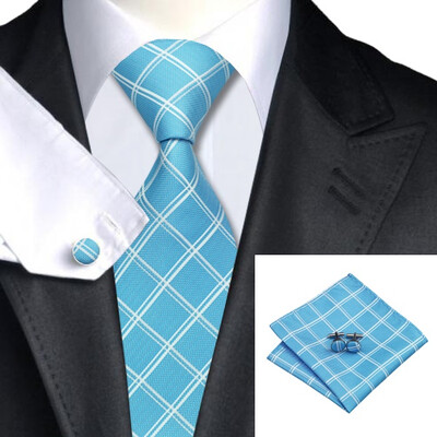 

2016 New Hot selling Vogue Men Silk Tie Set High Quality 100% Silk Necktie Handkerchief Cufflink Set for Formal Wedding Party