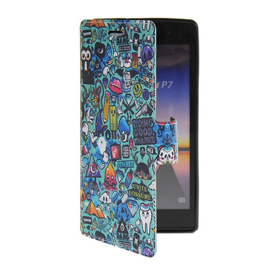 

MOONCASE Cute Pattern Leather Side Flip Wallet Card Slot Pouch Stand Shell Back ЧЕХОЛ ДЛЯ Huawei Ascend P7