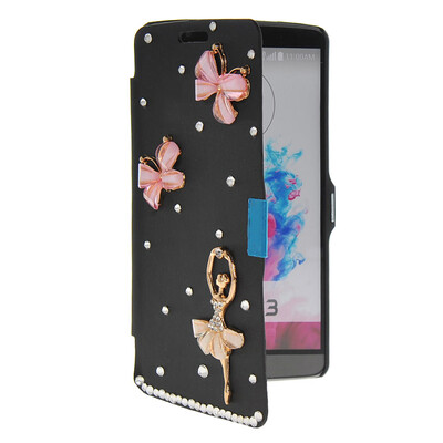 

MOONCASE Bling Rhinestone Crystal Ultre Slim Leather Side Flip Wallet Shell Back ЧЕХОЛ ДЛЯ LG G3 Black
