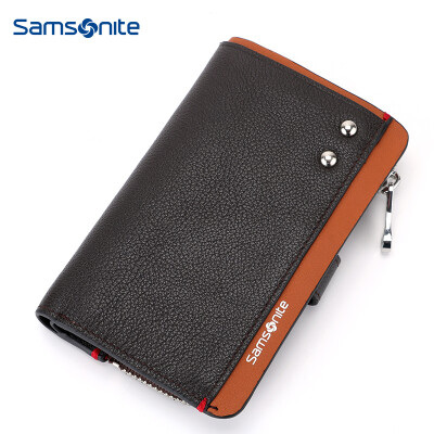 

Samsonite MERLE II Mens Key Bag Multifunction Leather Fashion Keychain Wallet TK703003 BrownYellow Brown