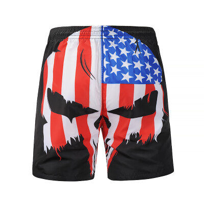 

Summer new mens trousers 3D flag skull print beach pants casual tide brand mens clothing