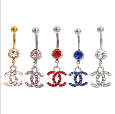 

5 PCS medical stainless steel navel ring body jewelry perforated letter C with umbilical nail body jewelry