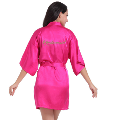 

Short Robe Bride Bridesmaid Silk Satin Kimono dressing Gown Sleepwear Bathrobe