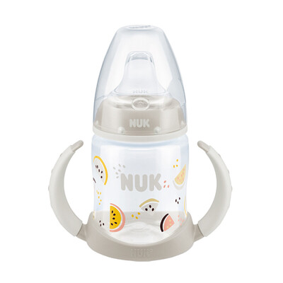 

NUK wide-caliber PP dual-use drinking duckbill cup baby child baby drinking cup 150ml with pacifier can be used as a bottle gray pattern random Germany imported