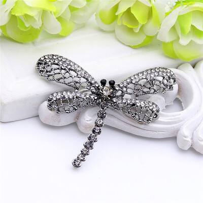 

Vintage Black Dragonfly Brooch Women Insect Jewelry Hollow Out Rhinestone Brooches Broches Ladies Lapel Hijab Scarf Банковский шты