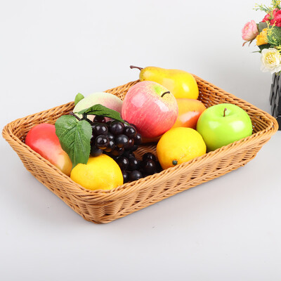 

Youjialiangpinplastic tube imitation rattan storage basket multi-purpose storage box hand-woven storage basket 345267CM coffee color