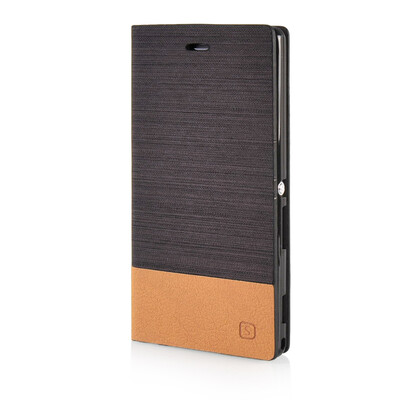 

MOONCASE Canvas Design Leather Side Flip Wallet Pouch Stand Shell Back ЧЕХОЛ ДЛЯ Sony Xperia M2 Coffee