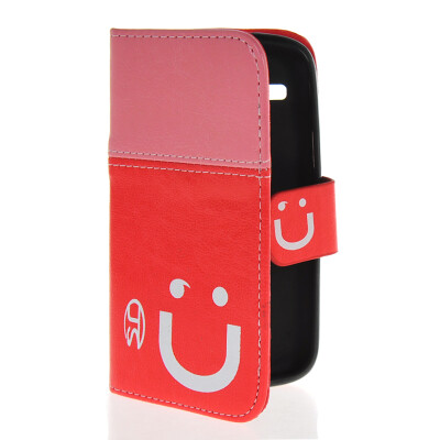 

MOONCASE Leather Side Flip Wallet Card Slot Pouch Stand Shell Back ЧЕХОЛ ДЛЯ Samsung Galaxy Core I8260 I8262 Pink Red