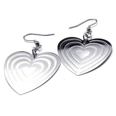 

Hpolw Stainless Steel Heart Shape Earrings Set 2pcs Color Silver