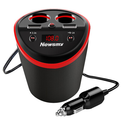 

Newman Newsmy C60 car charger car mp3 one for two car multi-function car filling cup phone Bluetooth call red