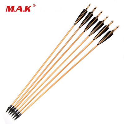 

12 pcs Traditional Wooden Arrows Length 85cm Turkey Feathers For 2060lbs Longbow Compound Bow Archery Hunting