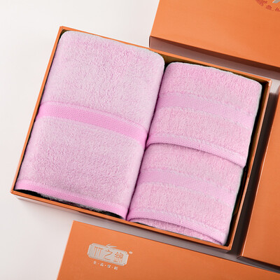 

Bamboo brocade towel set bamboo pulp fiber towel towel bath towel set gift box pink