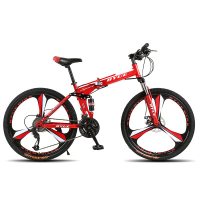 

BYUEBIKE 26 inch double disc brake folding variable speed mountain bike cross country shock-absorbing bicycle for men&women