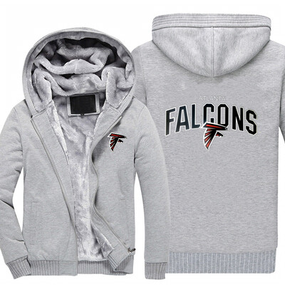 

2018 New USA SIZE Men Winter Autumn Hoodies FALCONS ATLANTA pattern Fleece Coat Baseball Uniform Sportswear Jacket wool