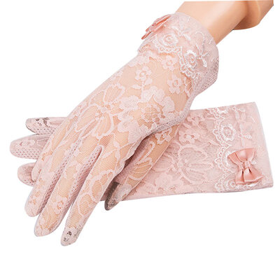 

MAXVIVI sun protection gloves female spring summer outdoor riding ladies gloves touch screen lace gloves WST823004 pink