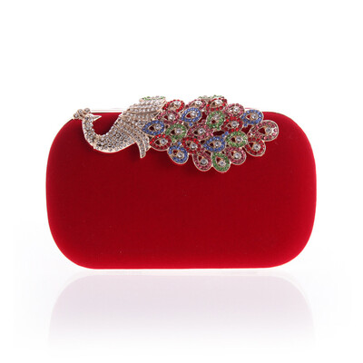 

Luxury brand women clutch bag peacock colorful evening bag for party flannel fashion bags messenger shoulder bag