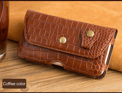 

Genuine Leather flip Case For iPhone 6 7 8 Plus X Crocidile Texture Hip Hanging package Phone Bags Wallet