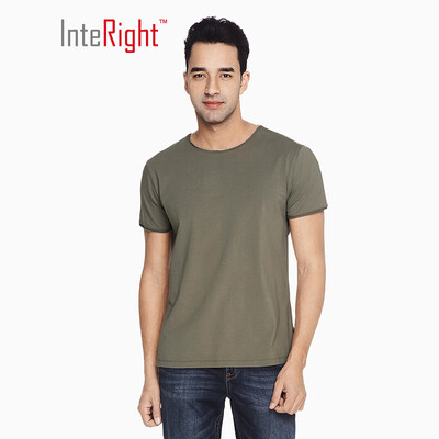 

INTERIGHT Mens T-Shirt Cotton Ammonia Slim Round Collar Personality Curling Short Sleeve White M