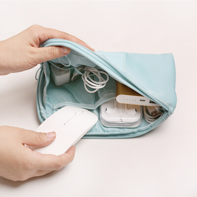 

package new travel business multi-function power data cable charger cosmetic bag portable whole package lake blue