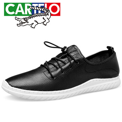 

CARTELO light fashion mens shoes first layer leather casual shoes business shoes mens belt light running shoes men F171 black 43
