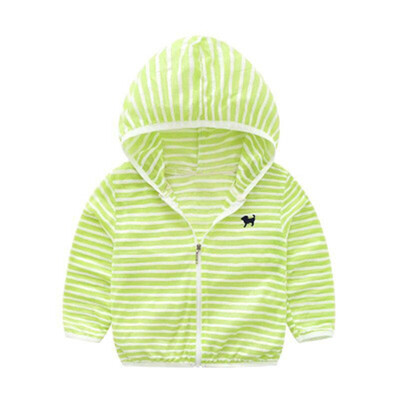 

Kids Clothes Boys Girls Hooded Jacket Sun Protective Clothing Children Stripe Embroidery Thin Shirt Zipper Coat Summer Outerwear