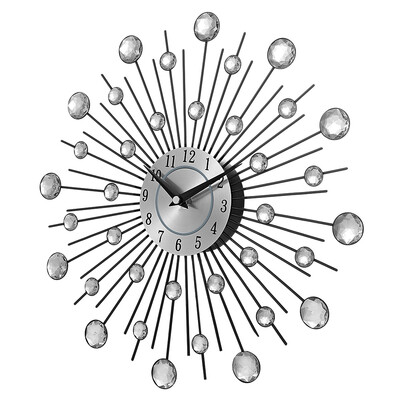 

Decorative Crystal Sunburst Metal Wall Clock Home Art Decor Diameter 13 inch