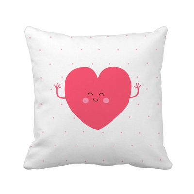 

Valentines Day Pink Cute Smile Face Heart Square Throw Pillow Insert Cushion Cover Home Sofa Decor Gift
