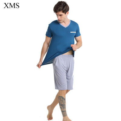 

Mens O-Neck T-Shirt Bamboo Fiber Pajamas Men High elastic Short Sleeve Solid Color Muscle Fit T Shirt Men Summer