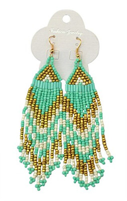 

Idealway New Fashion Bohemian 4 Colors Handmade Mix Resin Seed Beads Tassel Hook Long Drop Earrings Females Earrings