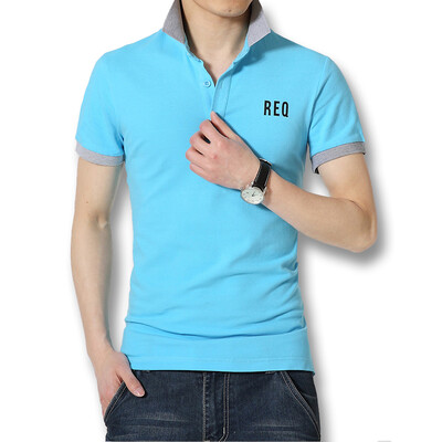 

New Arrival 2016 Mens T Shirts Brand Solid Turn-down Collar Short Sleeve T Shirt Top Tees Slim Fit Men T shirts Plus Size 3XL