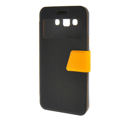 

MOONCASE Galaxy Grand Max G7200 ,Window Design Leather Side Flip ЧЕХОЛ ДЛЯ Samsung Galaxy Grand Max G7200 Black Yellow