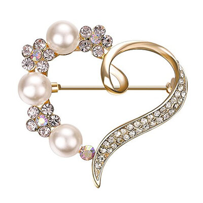 

Yoursfs Heart Brooch For Women Cluster Micro Pave Clear Austrian Crystal Love Heart Brooch Pin