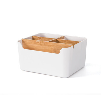 

QUATREFOIL bamboo wood storage box office desk finishing box home storage box