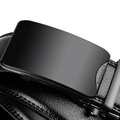 

BUYBARLY mens belt mens automatic buckle leather belt fashion business casual belt B-2CZD-B05 mute black gun edge