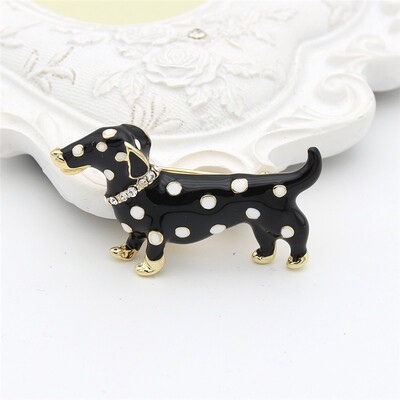 

Lucky Zodiac Animal Famous Spotted Dog Brooch Pin Up для женщин Rhinestone Enamel Броши для животных Броши Кристалл Ювелирные шпил