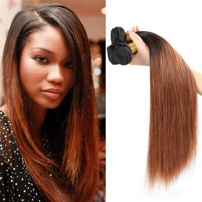 

Brazilian Ombre Straight Hair Weave 3 Pcslot Color T1B30 Dark Root Brown Human Hair Extension Free Shipping