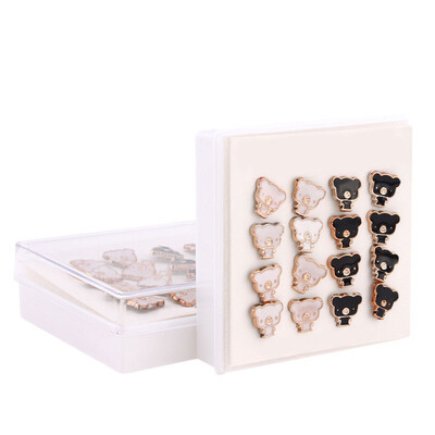 

1 BOX (8 Pairs) New Fashion Alloy Bear Style Pattern Pierced Stud Earrings