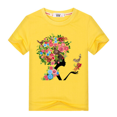 

2018 Casual Summer Beautiful Girl t-shirt Fashion Flower Girl Печать Смазливая майка Дети 100% Хлопок Удобные розовые тройники