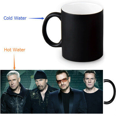 

U2 Rock Band 350ml / 12oz Heat Reveal Mug Color Change Чашка кофе Чувствительные морфинг-кружки Волшебная чашка для чайных чашек