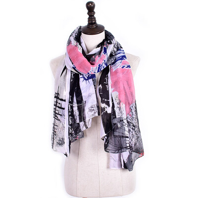 

JeouLy шарф для женщин Bufanda Pairs Voile Lady Колесо обозрения Распечатать Марка Wrap Scarves Shawl Beach Towel Осень Winte