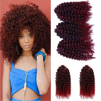 

Protea Hair 99J Burgundy Color Brazilian Kinky Curly Human Hair Extension Brazilian Remy Human Hair Weave 3 bundles a lot