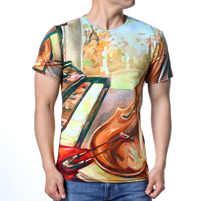 

Mens Summer Colorful Printed Slim Fit Pullover Short Sleeve T-shirts