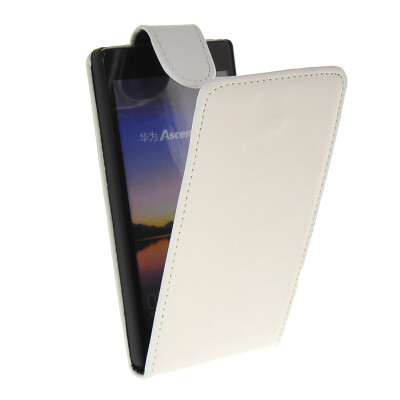 

MOONCASE Smooth skin Leather Bottom Flip Pouch Case Cover for Huawei Ascend P7 White