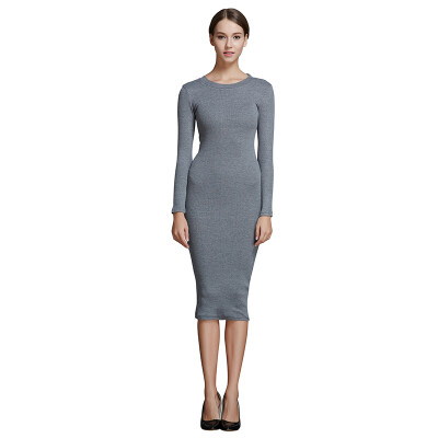 

POPBASIC Womens High Strech Sexy Long Sleeve Slim Party Bodycon Pencil Dress