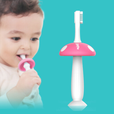 

Silicone Toothbrush for Baby Teeth Mashroom Shield No Need for Toothpaste Brush Head Replaceable Extra Soft Bristle